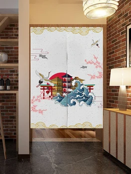 

Japanese-style Cotton and Linen Door Curtain Cartoon Scenery Lucky Cat Pattern Partition Curtain Feng Shui Curtain Home Decor