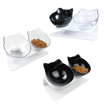

Non-slip Cat Double Bowls with Raised Stand Pet Food Water Bowl Cats Dog Feeder Pets Supplies