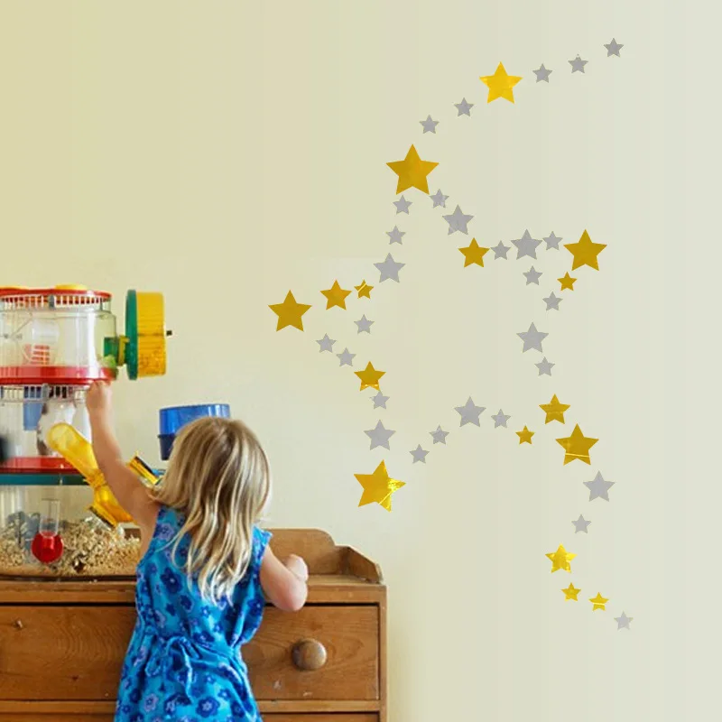 HM51005 матовый золотой звезда вход в спальню Тумба для телевизора стены стекла окна украшения настенные наклейки