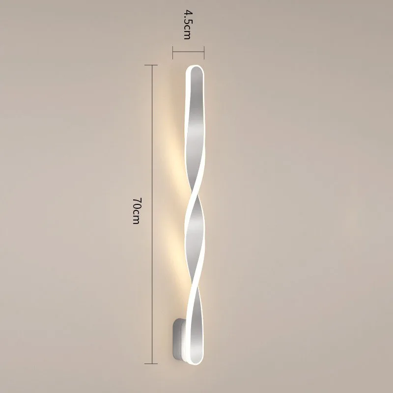 WECUS) дизайнерский специальный 70 см светодиодный настенный светильник, современный скандинавский спиральный настенный светильник, запатентованный дизайн и креативный Поворотный Настенный светильник - Цвет абажура: Silver