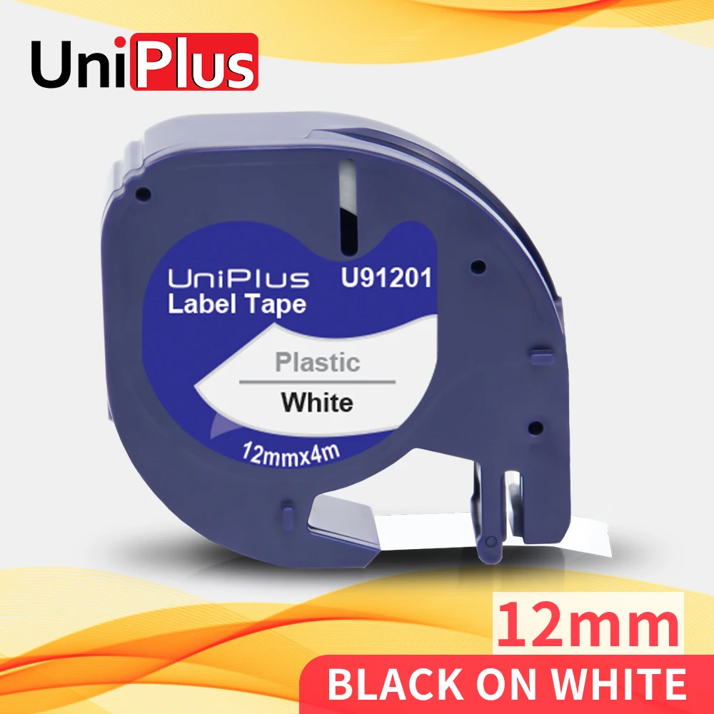 Лента для этикеток UniPlus 91201 12 мм 91331 совместимый с Dymo leretroag 91221 черно-белая принтера