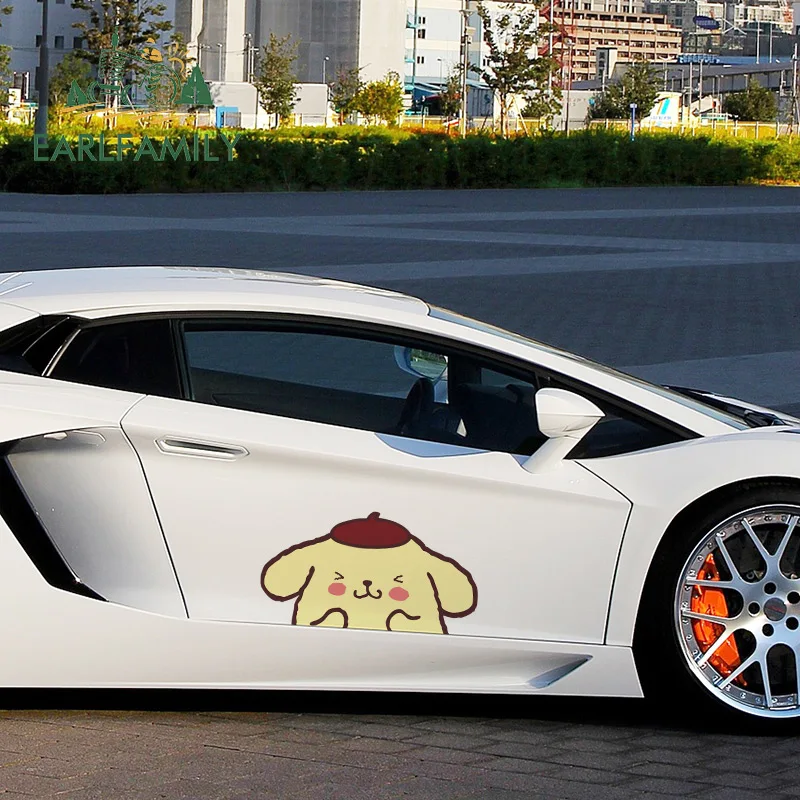 

EARLFAMILY 43cm x 23.1cm For Pompompurin Peeker Vinyl Material Fine Decal Sunscreen Car Stickers Scratch-Proof Decoration