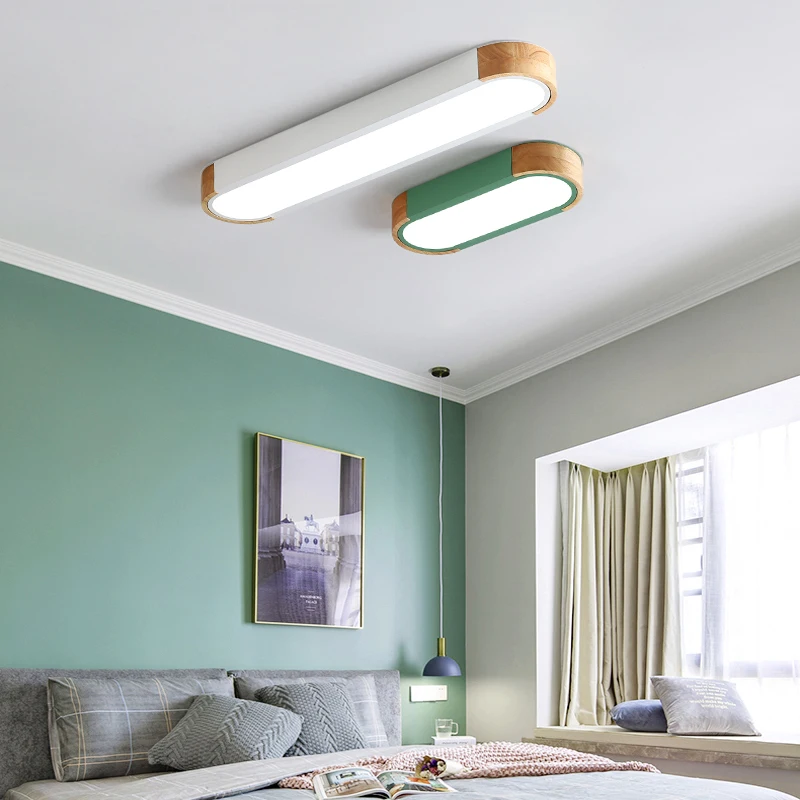Lustra lampa скандинавские деревянные Rectange Dimmable потолочные светильники для гостиной Многоцветный Сплав светодиодный потолочный светильник для спальни