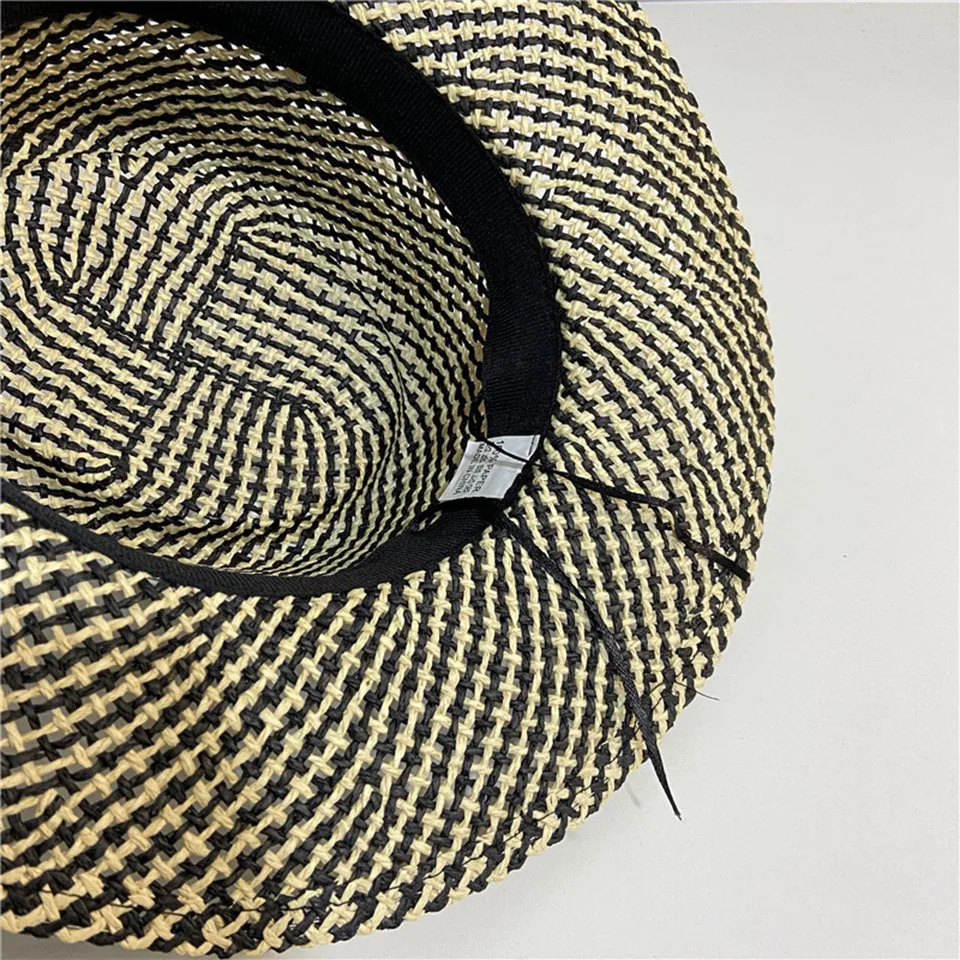 Waliicorners Wide Brim black and white Jazz Hat UV Protection Panama Straw Hats Travel Beach Sun Hat 29 H567cce13eefa4422850c706c8e97c3e1I