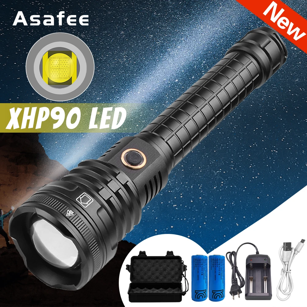 

XHP90 Tactical Light Powerful Zoom Tactical Led Flashlight XHP90 Police led Torch Flash Light Recharge 18650 hunting Lanterna