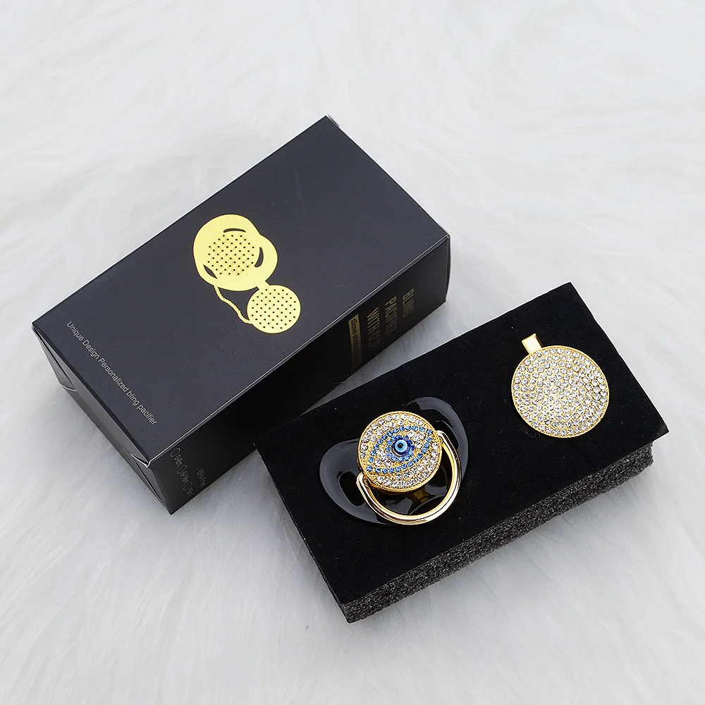 Chupeta e Clipe Certificado do gv Seguro e Exclusivo para o Bebê Miyocar Bling Ouro Prata Evil Eye Chupeta Aeye Design 14 e clipe chupeta AEYE certificado DO GV