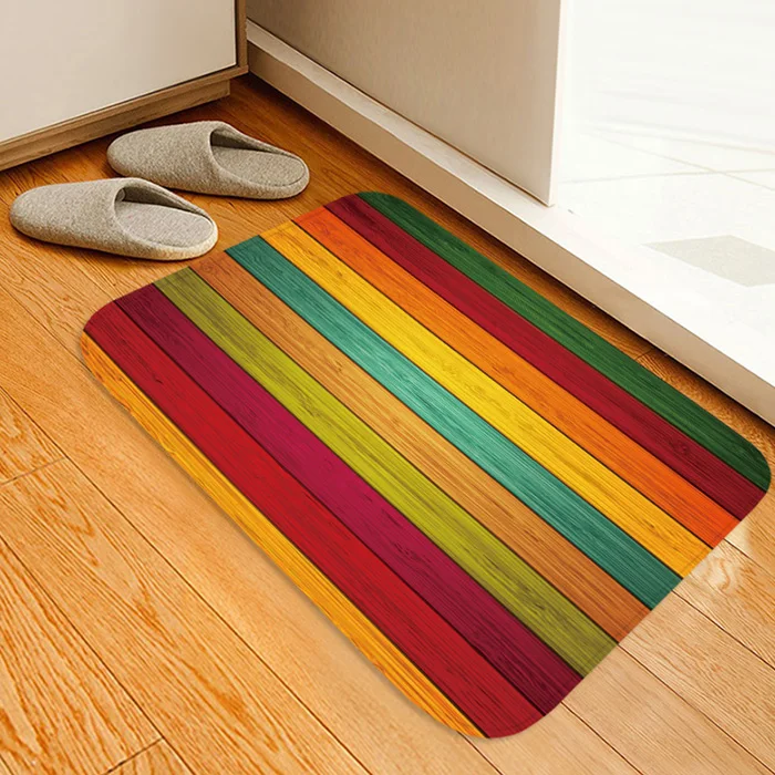LANGRIA Печатный красочный деревянный узор водопоглощающий Противоскользящий коврик для гостиной, ванной комнаты, кухни