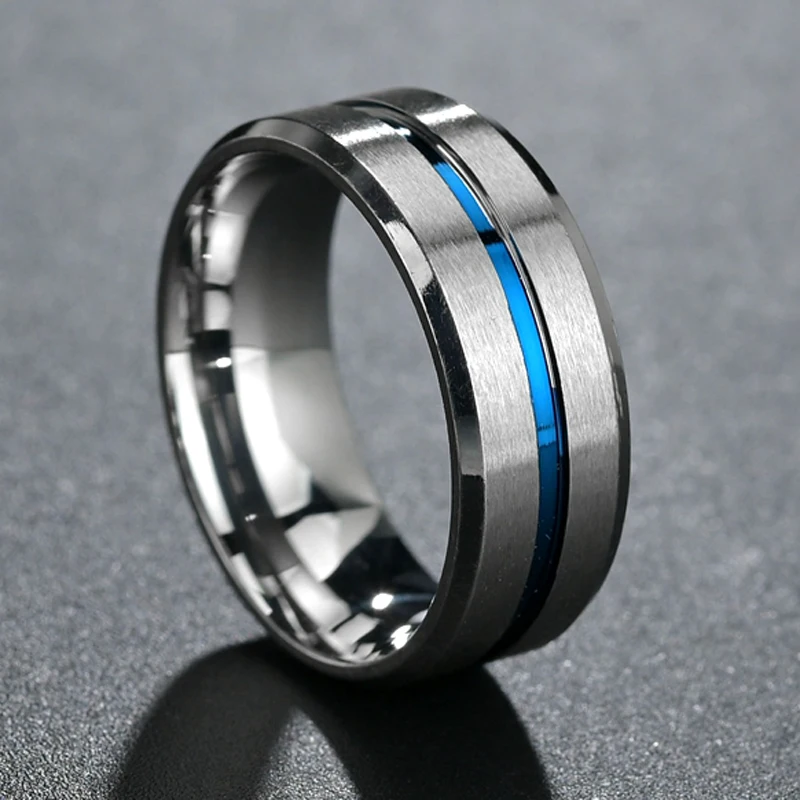Details about   Diagonal Groove Black IP Lined Center Stainless Steel Band Ring 9,11,12 New 