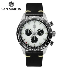 ^#Cheap San Martin Stainless Steel Men Quartz Chronograph Watch Swiss Ronda 5040 F Sapphire Ceramic Bezel Leather Luminous Waterproof ^#Cheap San Martin Stainless Steel Men Quartz Chronograph Watch Swiss Ronda 5040 F Sapphire Ceramic Bezel Leather Luminous Waterproof