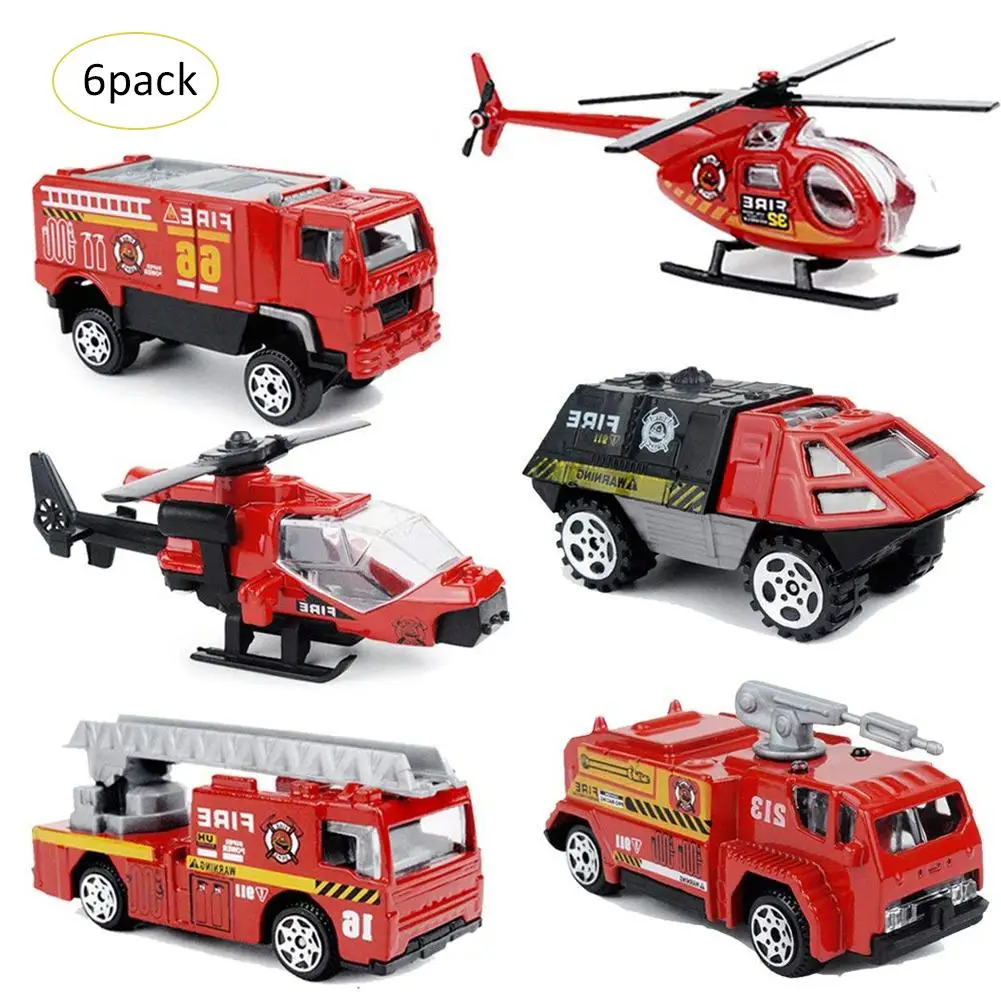 

6pcs/pack Alloy Mini Fire Car Model Toy Fire Fighting Truck Children's Toys Model Boy Children Birthday Gift Set