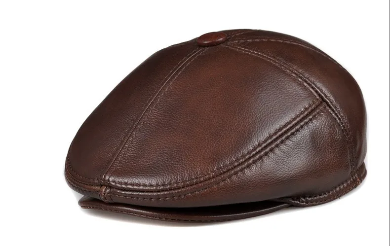 brown XXL Aorice, натуральная кожа, черные мужские береты, высокое качество, модные мужские взрослые полосатые регулируемые шапки, шапка s Luste Baret HL093 - Цвет: brown XXL