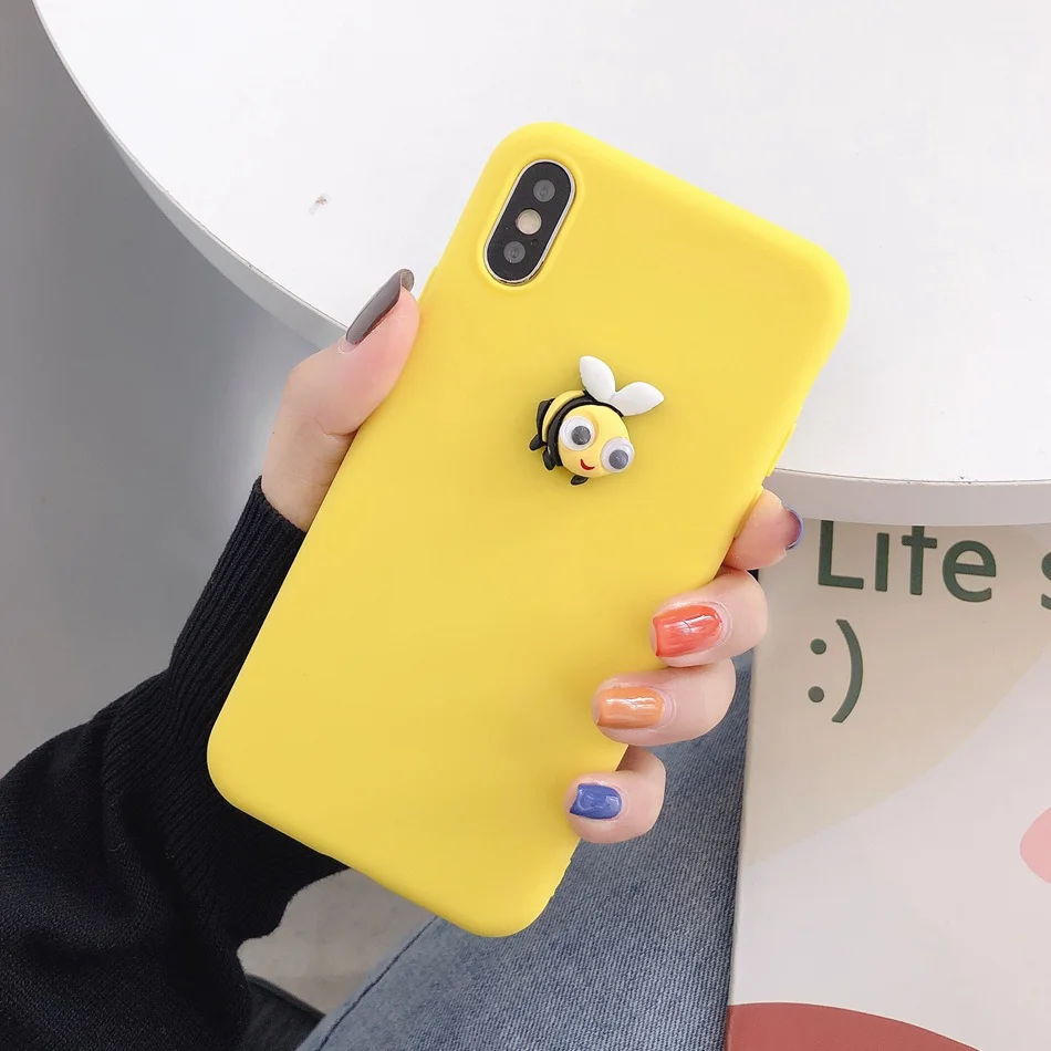 3D Cute Pig Dog Panda Bear DIY Case For Samsung A50 A70 A40 A20 A60 A80 Pizza Burger Cake Cover For Galaxy M10 M20 M30 Soft Case - Цвет: D7 Bee