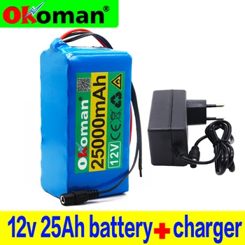 

100%original 18650 12V Battery pack Large capacity 12v 25ah 18650 lithium battery protection board 12v 25000mAh capacity+Charger