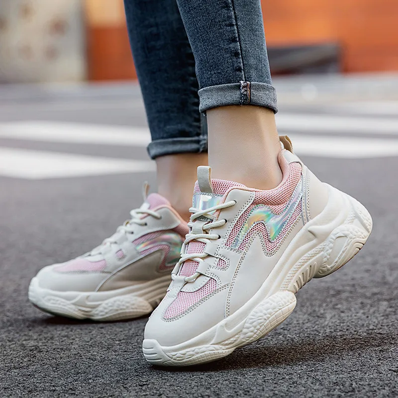 

WOMEN'S Shoes 2020 Spring New Style Network Red Tide Thick Bottomed Extra High Old Man Shoes Student Mesh Breathable Sports Foot