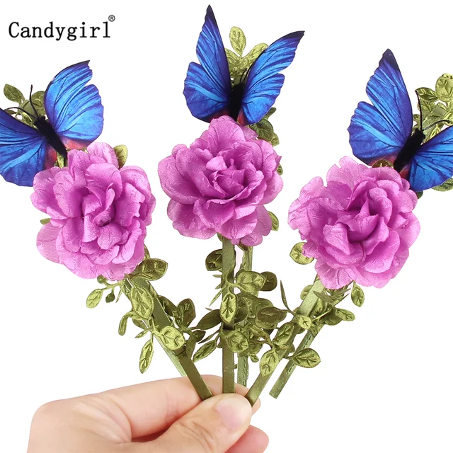 Candygirl Butterfly Bow Headbands Hoop Hairpin Floral Fabric Kids Women Hairbands Printing Headdress Hair Accessories Headwear 3pcs