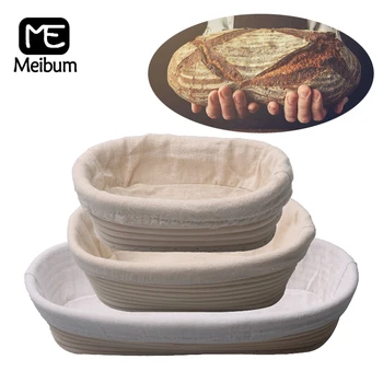 

Meibum 9 Sizes Of Oval Bread Brotform Banneton Fermentation Rattan Basket Dough Proofing Baskets With Linen Liner Baking Tools