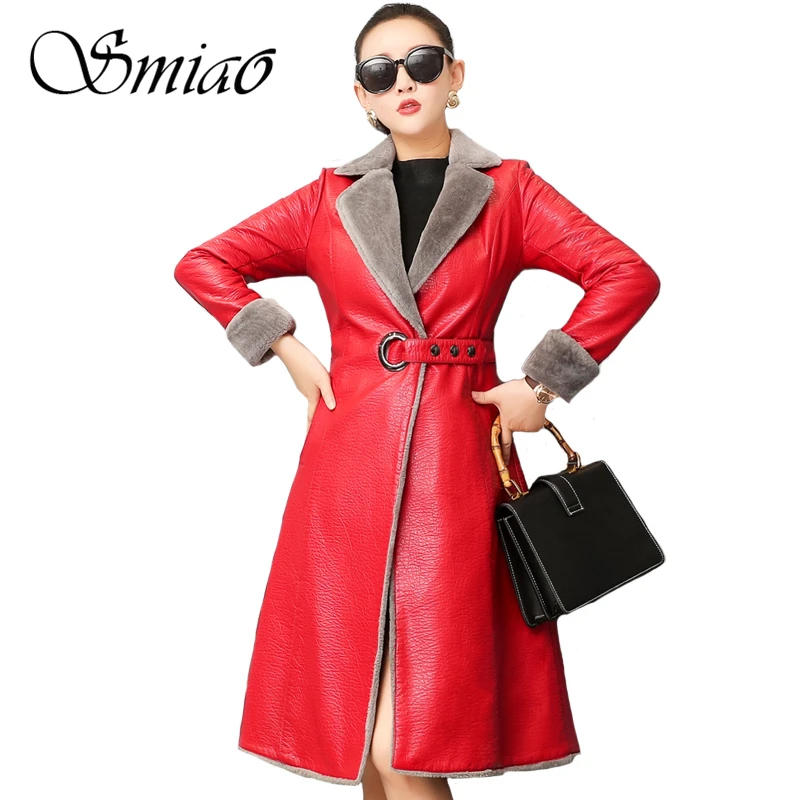 Модная женская зимняя кожаная куртка 2020 облегающие меховые пальто длинный