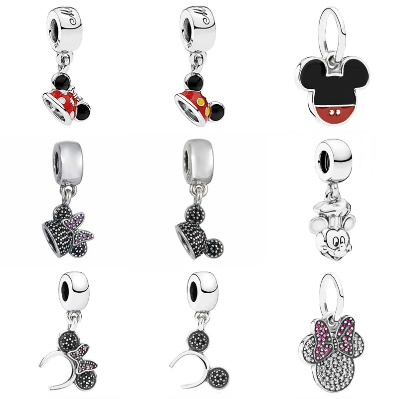 

Sparkling Enamel Minnie & Mickey Headband Icon Ear Hat Pendant Charm Fit Pandora Bracelet 925 Sterling Silver Bead Charm Jewelry