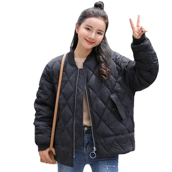 

new design Korean Style 2020 Winter Jacket Women Stand Collar Solid Female Down Coat Loose Oversized Womens Short Parka coat 016