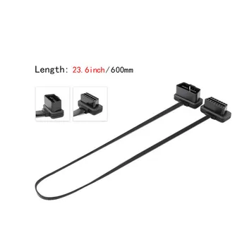 

New OBD2 16 Pin Flat Noodle Male to Female Elbow Extension Diagnostic Cable 2FT