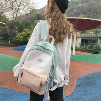

Schoolbag Canvas Contrast Color Backpack Casual Bag Men Women backpack School Backpack for Teenage Girl Boy Mochila