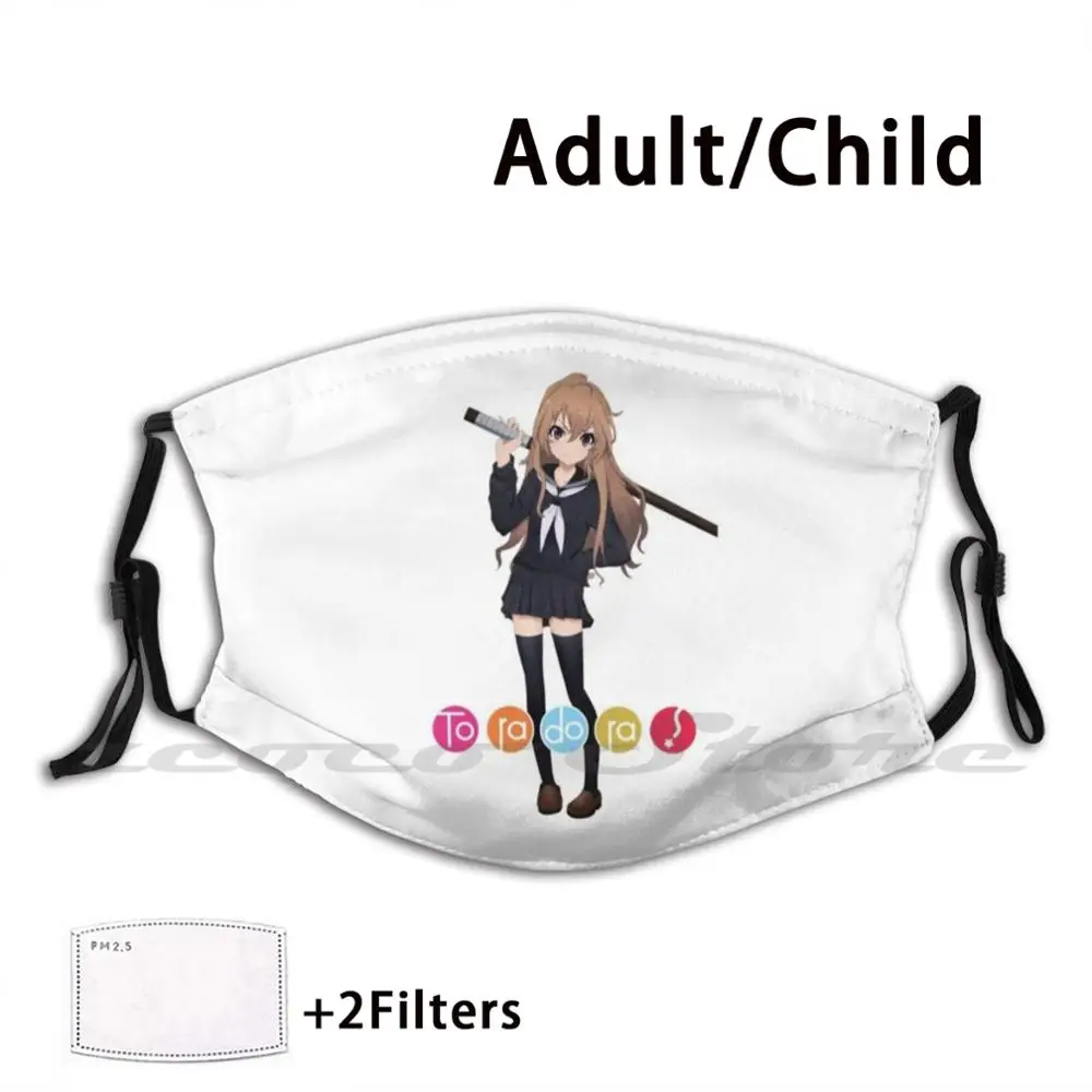 

Моющаяся маска Toradora Pm2.5 для взрослых и детей, маска с узором под заказ, для аниме, тайга, манга, Aisaka, кавайный тигр, тайга, Aisaka