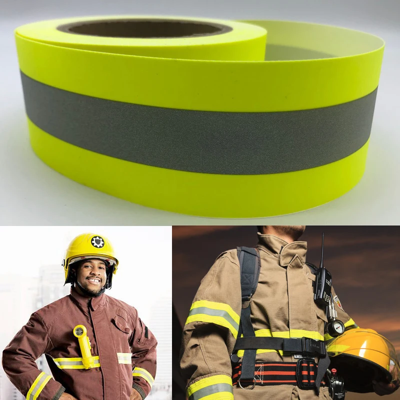 Cinta de tela ignífuga fluorescente amarillo reflectivo, alta visibilidad, EN471