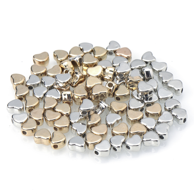 Gold Silver Plated Loose Spacer Beads CCB Star Heart Bead for Jewelry Making DIY Charm Bracelet Necklace Accessories
