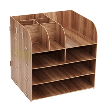 

Wooden DIY Assemble Desktop Organizer Office Desk Organizer Drawer File Holders for Office Desktop Magazine File Organizer