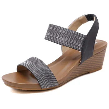 

Women's sandals 2020 new wedges shoes for woman summer elastic gladiator casual platform sandals with wedge heel sandalias mujer