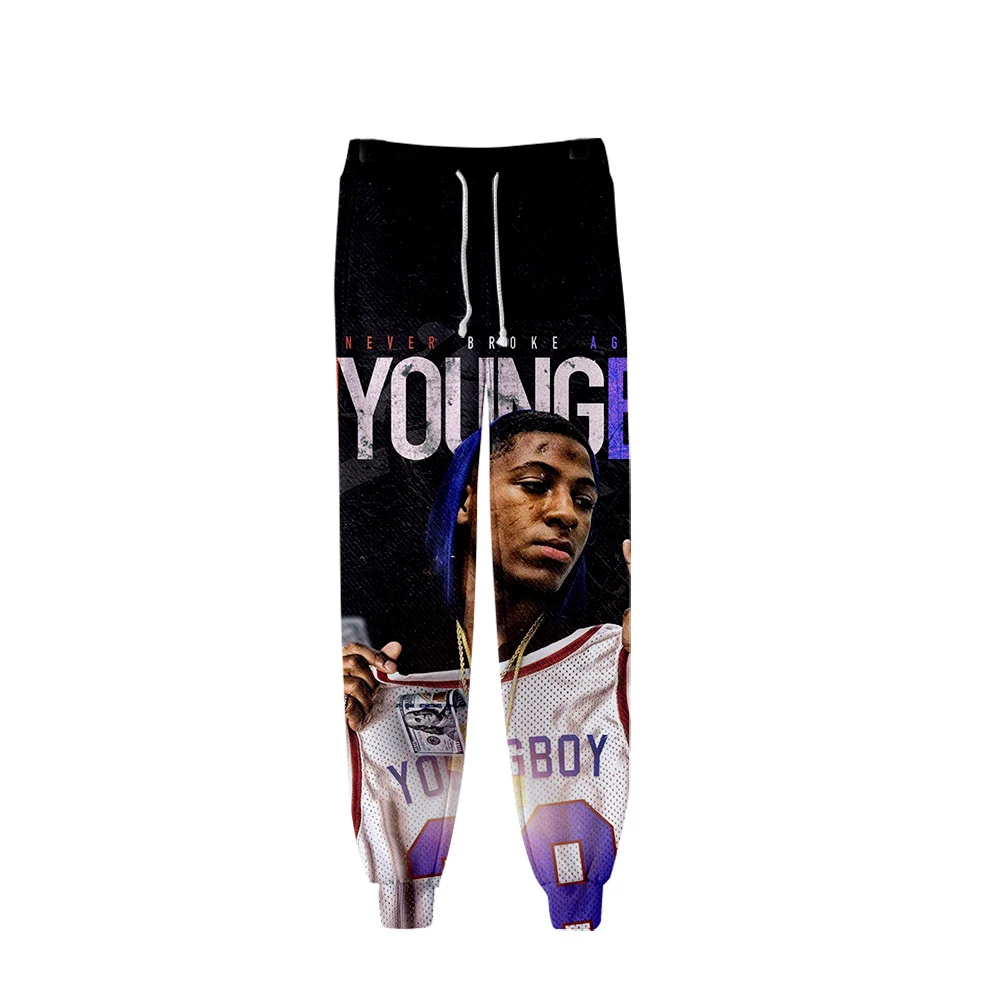 YoungBoy ни разу не ломались снова теплые поп 3D Мода Высокое качество Повседневное длинные брюки 2