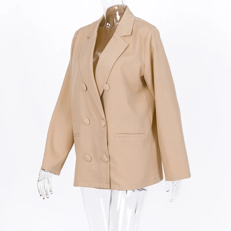 Chicology двубортный Блейзер длинный рукав куртка женское Свободное пальто осень зима женская уличная одежда выше размера плюс одежда