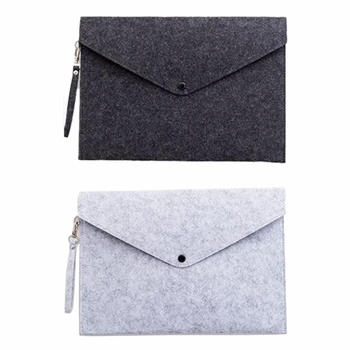 

2 Pcs A4 Document Bag Pad Business Briefcase File Folders Chemical Felt Filing Products, Light Grey & Dark Gray
