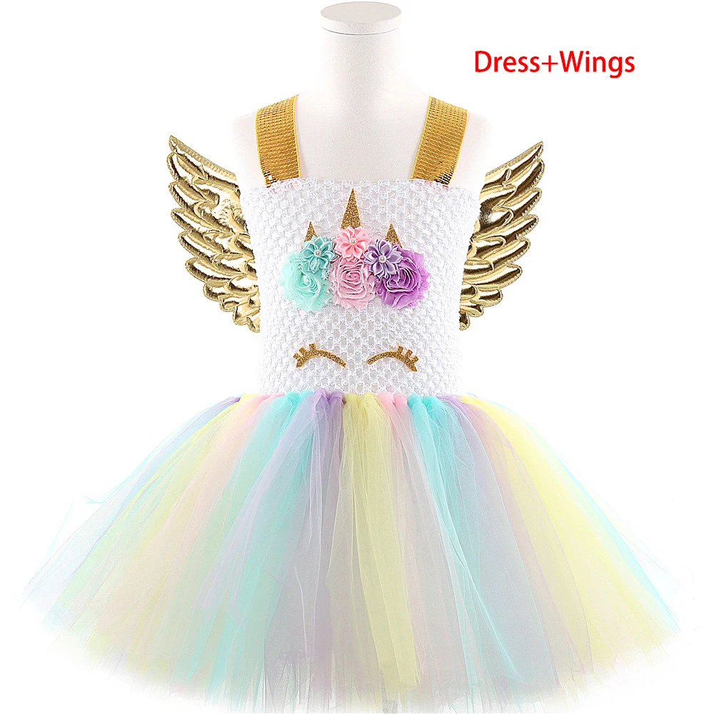 POSH DREAM Unicorn Fancy Tutu Unicorn Dress for Girls Unicorn Party Rainbow Kids Dresses for Baby Girls Princess Costume - Цвет: 3pcs set B