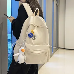 Unisex College Student Bag Off-White Waterproof Nylon Travel Backpack 2021 New Fashion Korean Badge Keychain Women's Backpack
