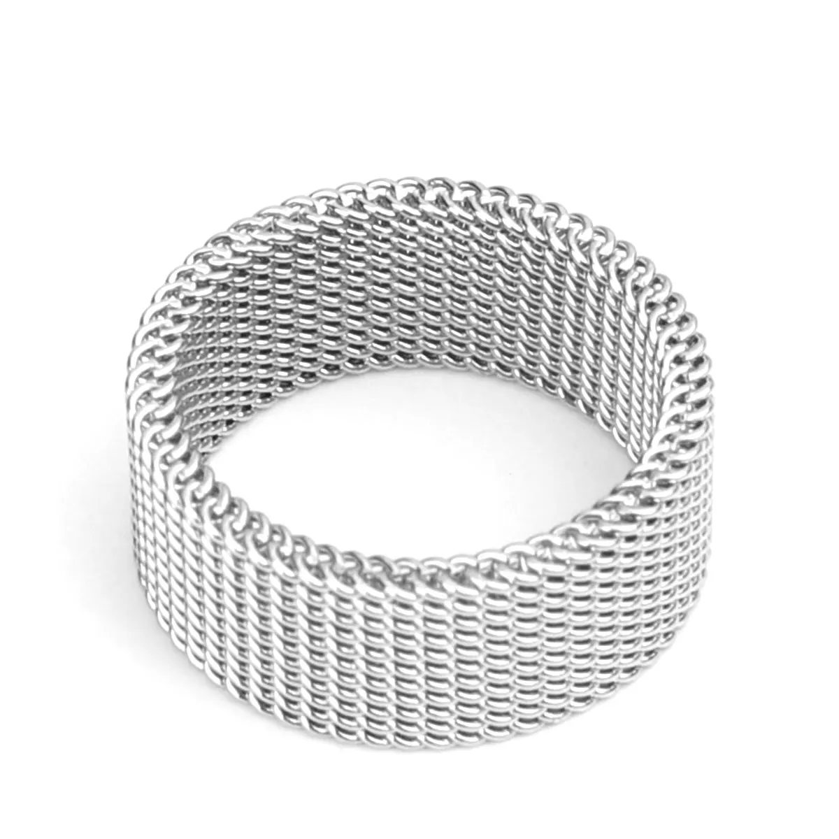 Silver ring Punk Circle Twist Weaving Joint Ring 304 Stainless Steel Unadjustable Silver Color Geometric Twist Minimalist Jewelry 1 Piece