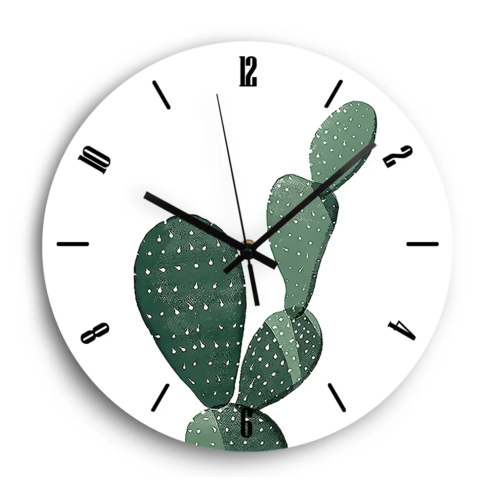 

Plant Digital Wall Clock Modern Design Silent Quartz Cactus Living Room Decorative Acrylic Clock on the Wall Watch Home Decor