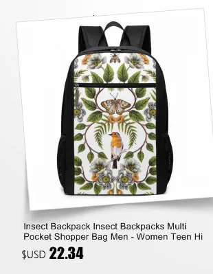 Рюкзак насекомые рюкзак насекомые s Мужчины-Женщины Высокое качество сумка трендовый Многофункциональный шоппер Подростковые Сумки с принтом