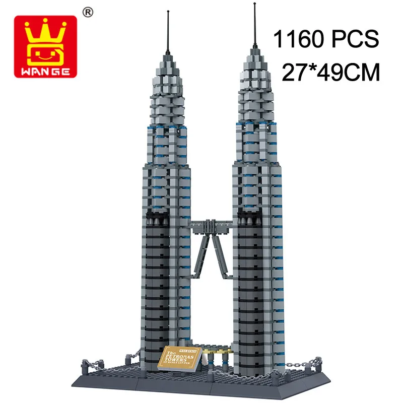 Wange 8011, новинка, знаменитая архитектурная серия, башня Petronas, Kuala Lampur, 3D модель, строительные блоки, Классические игрушки для детей