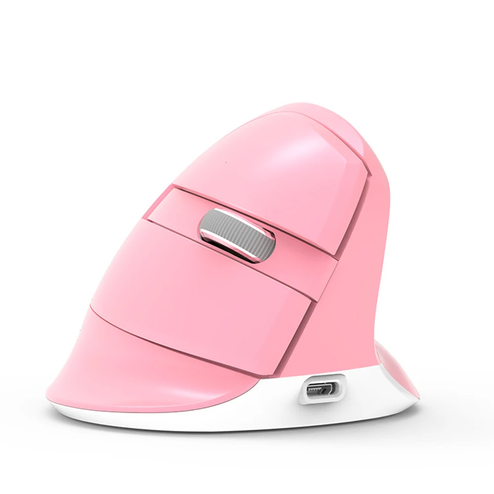 Delux M618 мини эргономичная Вертикальная мышь Bluetooth 4,0+ 2,4G Беспроводная Двухрежимная перезаряжаемая USB оптическая розовая игровая мышь