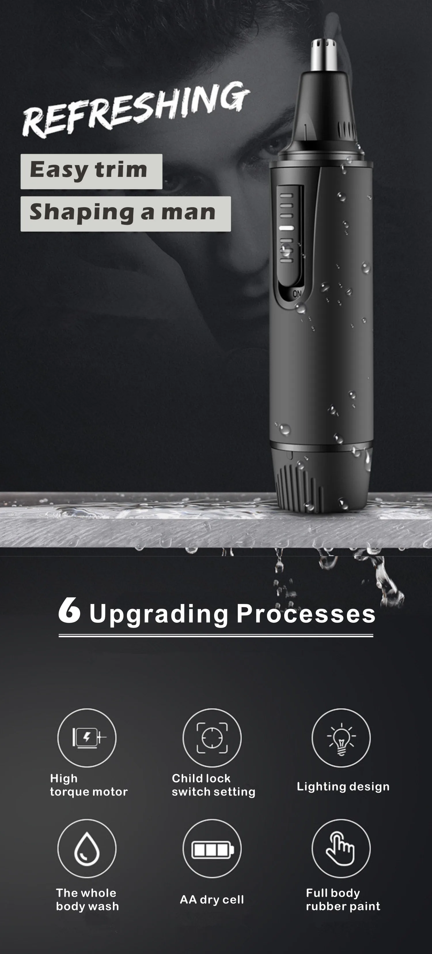 Description Picture 2 of item3 in1 Battery Style Ear Nose Trimmer Painless for Men's Shaver Hair Removal Eyebrow Beard Trimer Face Care Electric Rasoio