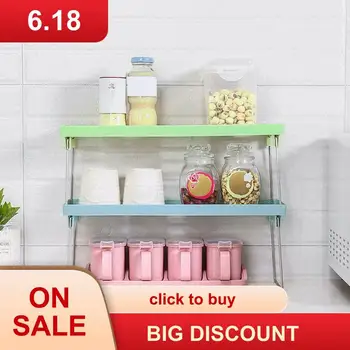 

Kitchen Storage Standing Rack Kitchen Bathroom Double Layer Countertop Storage Organizer Shelf Holder Drain Rack Accessories