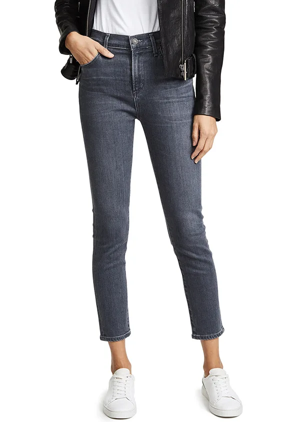 Повседневные джинсы, большие эластичные женские мягкие обтягивающие облегающие джинсы-карандаш серого цвета, классический стиль, шикарная корейская мода