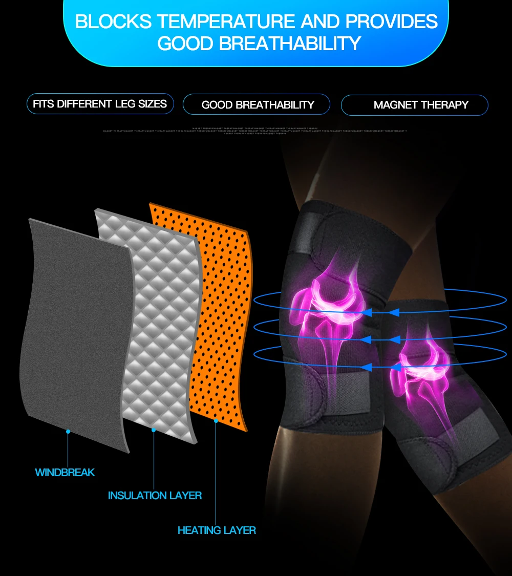 Турмалиновые магнитные регулируемые Самонагревающиеся наколенники с турмалиновыми продуктами терапия коленный поддерживающий бандаж Ceinture массажер