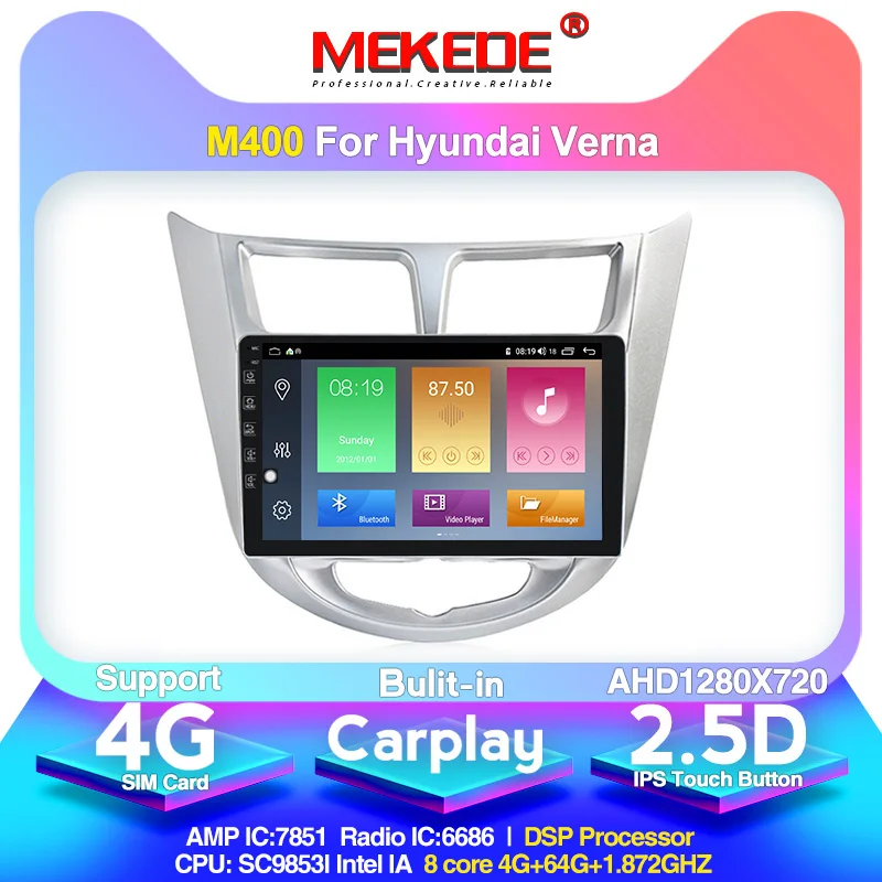 2 din 8 ядерный 4+ 64G Android 10 автомобильный dvd-плеер для hyundai Solaris accent Verna 2011- радио рекордер Gps wifi DSP ips 4G lte