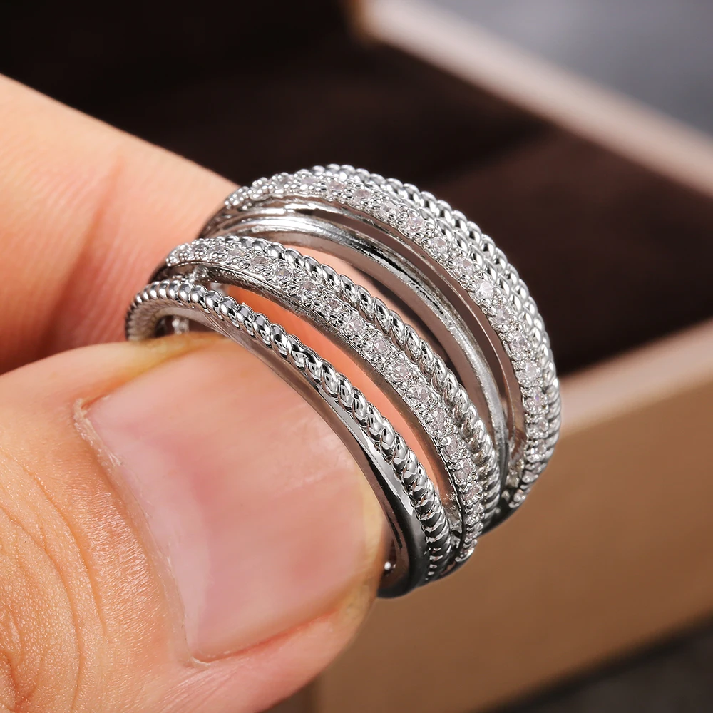 Bague 3 anneaux - Anneaux pour femmes - Chevalière Tendance