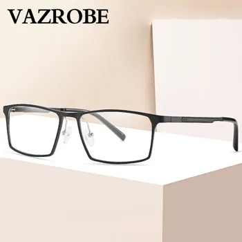 

Vazrobe Aluminum Eyeglasses Men Full Rim Glasses Frame Man spring hinge Ultra-light High-end Eyewear for Optic Anti Blue Myopia