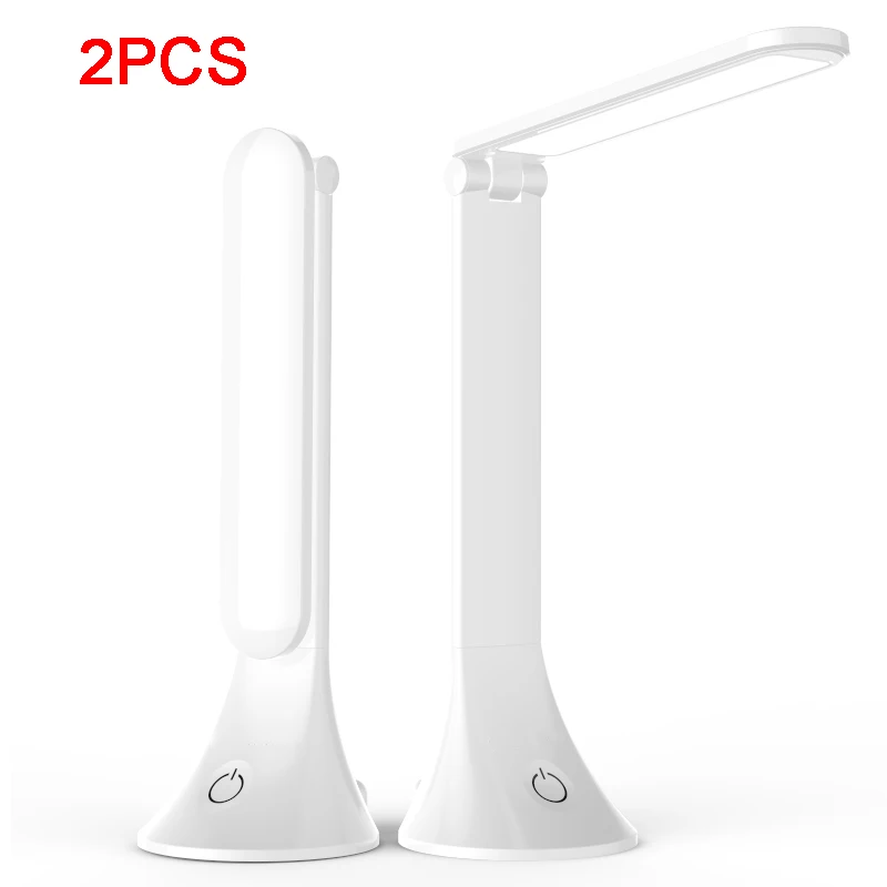 2PCS Тачскриновый планшетный компьютер от 3 уровень затемнения светодиодный настольная лампа USB Складная Настольная лампа исследование лампы Настольный светодиодный светильник Настольная лампа для защиты глаз - Цвет корпуса: 2PCS