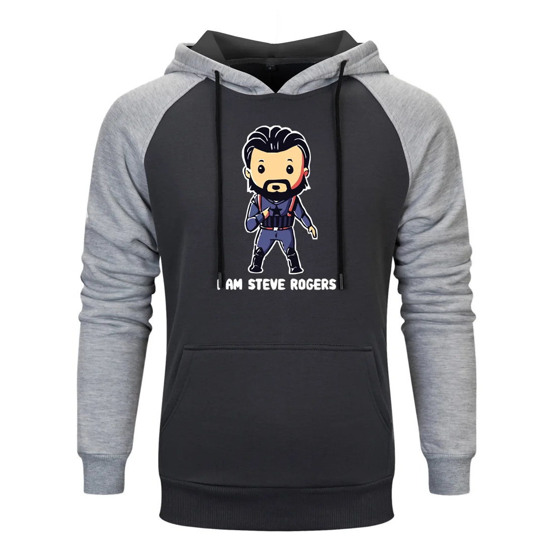 

2020 New Sweatshirt Raglan Men Hoodies Hip Hop Sportswear I am Steve Rogers Funny Clothing Cartoon printing Casual Fashion Hoody