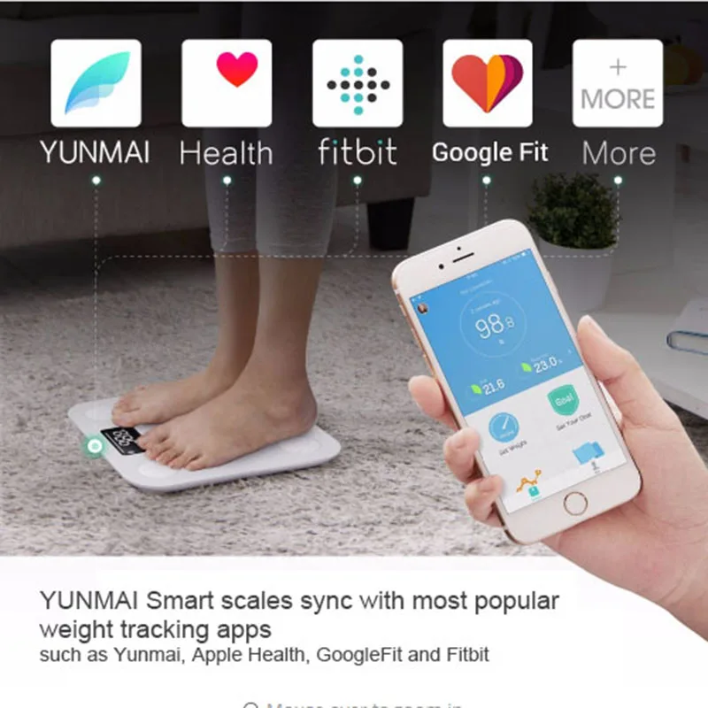 Смарт весы Yunmai Premium мини для домашнего использования напольные измерения жира
